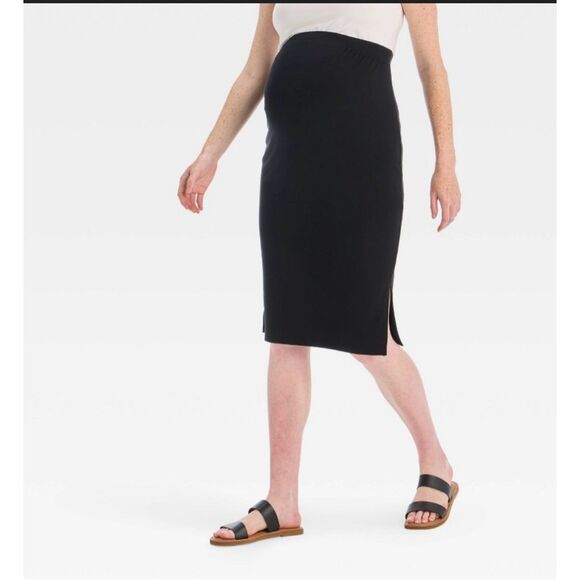 Ingrid & Isabel Stretch Comfortable Black Tube Midi Skirt Size XS New - Picture 1 of 5